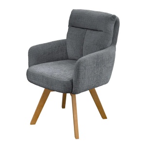 Set de 2 scaune pivotante picioare din lemn Big George gri chenille