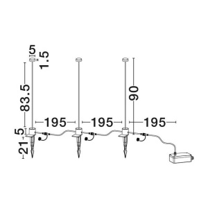 Set de 3 corpuri iluminat exterior decorativ cu tarus KASP H-90cm - Img 2