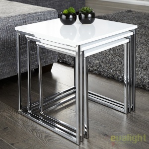 Set de 3 masute albe design modern-lucios, Fusion A-11839 VC - Img 4