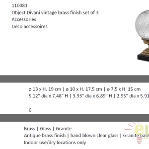 Set de 3 obiecte decorative LUX Divani alama finisaj antic 110081 HZ - Img 5