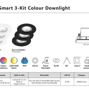 Set de 3 spoturi incastrabile LED RGB CCT, IP65 Don Smart 3-Kit Colour negru 133280 universul-luminii.ro