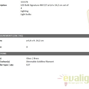 Set de 4 becuri E27 LED Bulb Signature 4W 111176 HZ 52480 universul-luminii.ro