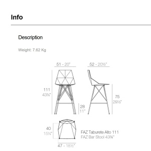 Set de 4 scaune de bar de exterior / interior design modern premium FAZ CHAIR 54162 - Img 5
