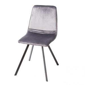 Set de 4 scaune industrial retro Amsterdam, catifea gri inchis A-39920 VC
