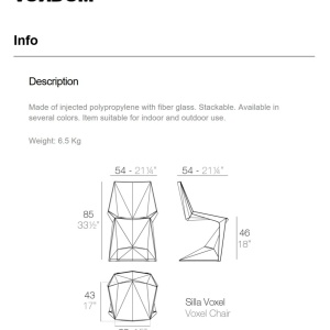 Set de 4 Scaune ultra-moderne de exterior / interior design premium VOXEL CHAIR 51033 Vondom - Img 8