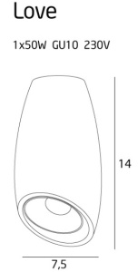 Spot aplicat design minimalist LOVE negru C0159 MX - Img 2