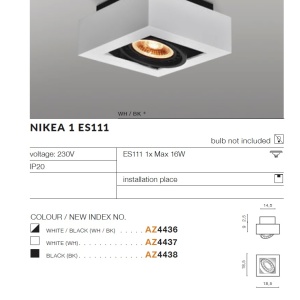 Spot aplicat directionabil de tavan/plafon NIKEA 1 ES111 negru 49870 universul-luminii.ro