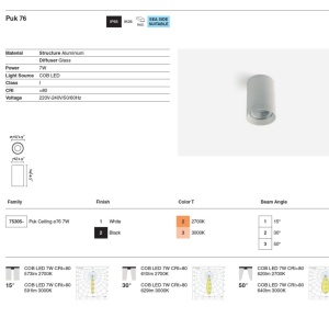 Spot aplicat LED 3000K IP65 PUK 76 negru - Img 5