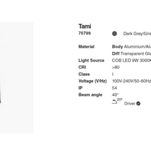 Spot aplicat / Plafoniera LED de exterior moderna IP54 TAMI gri inchis 175990 universul-luminii.ro
