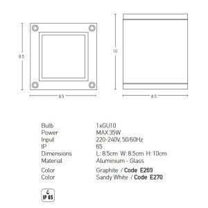 Spot aplicat, plafoniera pentru iluminat exterior, IP65 Bundes alb 8,5x8,5cm 118150 universul-luminii.ro