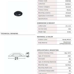 Spot aplicat sol/ perete exterior IP67, LED 5W 2700K, IK10 ROUTE - Img 3