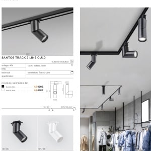 Spot directionabil pe sina SANTOS TRACK 3Line negru 98520 universul-luminii.ro