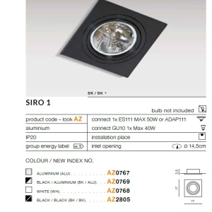 Spot incastrabil directionabil de tavan/plafon SIRO 1 BK 81470 universul-luminii.ro