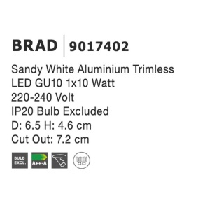 Spot incastrabil tavan fals BRAD NVL-9017402 83730 universul-luminii.ro