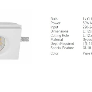 Spot incastrabil tavan Gypsum alb 155300 universul-luminii.ro