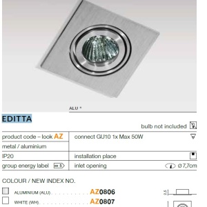 Spot incastrat directionabil de tavan/plafon EDITTA alb 70560 universul-luminii.ro