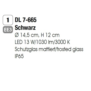 Spot LED aplicat cu protectie la umiditate IP65, SPUTNIK 14,5cm, negru 94190 universul-luminii.ro