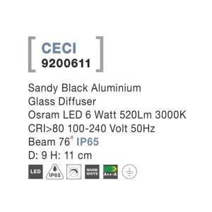 Spot LED aplicat de exterior IP65 CECI negru 9cm NVL-9200611 79510 universul-luminii.ro