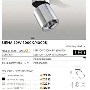 Spot LED aplicat, directionabil pentru tavan/plafon SIENA 10W 4000K crom 184140 universul-luminii.ro