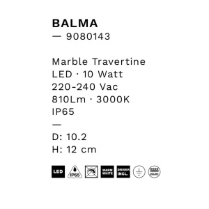 Spot LED aplicat pentru exterior din travertin IP65 Balma 251310 universul-luminii.ro