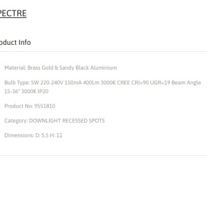 Spot LED aplicat SPECTRE 5W negru/alama - Img 3