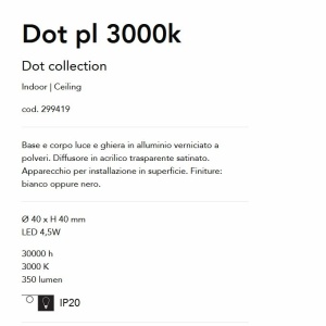 Spot LED aplicat tavan Dot pl 3000k alb - Img 2