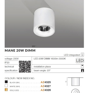 Spot LED aplicat tavan/plafon MANE 20W DIMM alb - Img 5