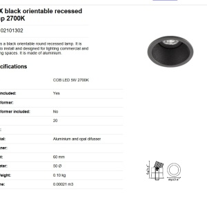 Spot LED dimabil / incastrabil / orientabil pentru tavan / plafon FOX negru 5W 85110 universul-luminii.ro