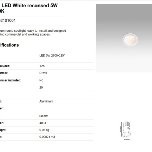 Spot LED dimabil / incastrabil tavan / plafon FOX alb 5W 85050 universul-luminii.ro