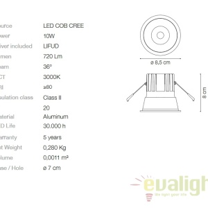 Spot LED incastrabil design modern GAME FI1 ROUND negru / auriu 192345 - Img 6