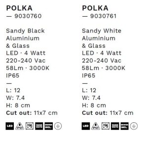 Spot LED incastrabil exterior, ambiental, IP65, POLKA alb 244400 universul-luminii.ro