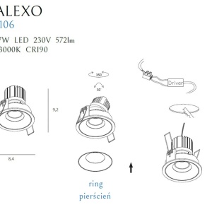 Spot LED incastrabil GALEXO H0106 alb cu inel auriu 206600 universul-luminii.ro