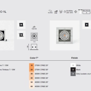 Spot LED incastrabil NANO COLIN-1 White recessed with frame 7-13W 4000K 20° - Img 9