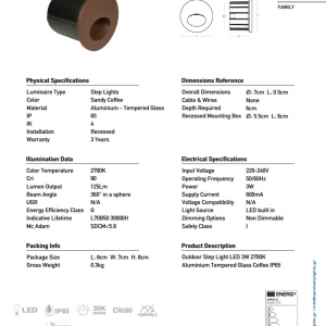 Spot LED incastrabil scari exterior IP65 NOOK cafeniu - Img 5