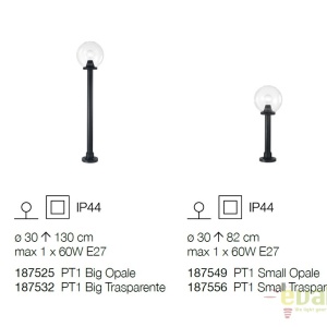 Stalp de iluminat exterior design clasic GLOBE PT1 SMALL opal 187549 180000 universul-luminii.ro