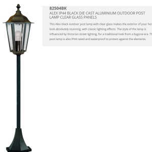 Stalp de iluminat exterior stil traditional IP44 Alex 82504BK SRT 75500 universul-luminii.ro