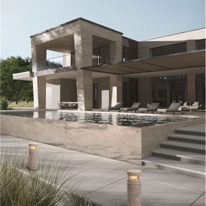 Stalp exterior din travertin LED IP65 Balma 251290 universul-luminii.ro