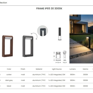 Stalp exterior LED modern IP65 FRAME 30 3000K gri inchis - Img 4
