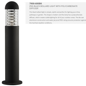 Stalp iluminat exterior IP65 Bronx H-60cm 7900-600BK SRT 185460 universul-luminii.ro