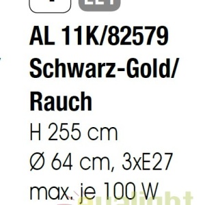 Stalp iluminat exterior stil clasic IP43 HP255 Puchberg AL 11K/82579 schwarz-gold/rauch OR 47430 universul-luminii.ro