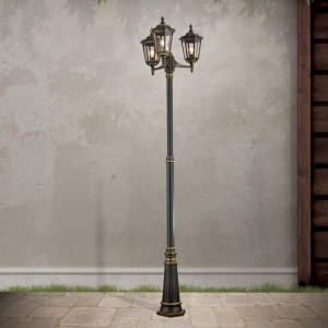 Stalp iluminat exterior stil clasic IP43 HP255 Puchberg AL 11K/82579 schwarz-gold/rauch OR 631270 universul-luminii.ro