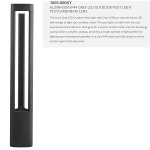 Stalp LED de exterior IP54 Michigan H-80cm 1005-800GY SRT 74730 universul-luminii.ro