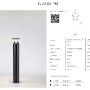Stalp LED iluminat exterior decorativ IP65 ELIAS 50cm 3000K 57030 universul-luminii.ro