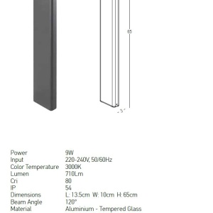 Stalp LED iluminat exterior modern IP54 Hugo H-65cm 154230 universul-luminii.ro