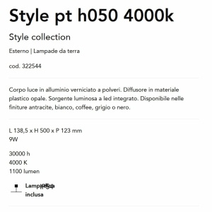 Stalp LED iluminat exterior Style pt h050 4000k gri 143570 universul-luminii.ro