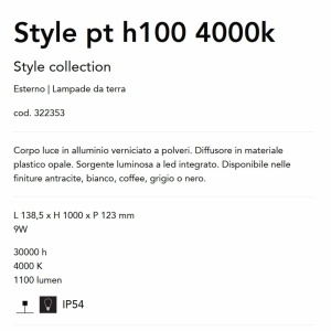 Stalp LED iluminat exterior Style pt h100 4000k gri 143540 universul-luminii.ro