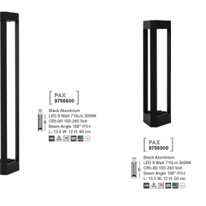 Stalp LED modern pentru iluminat exterior IP54 PAX H-50cm 190590 universul-luminii.ro