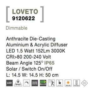 Stalp LED solar de exterior cu senzor miscare IP65 LOVETO H-50cm 190130 universul-luminii.ro