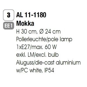 Stalp mic cu protectie IP54 Teiko AL 11-1180 Mokka OR 94280 universul-luminii.ro