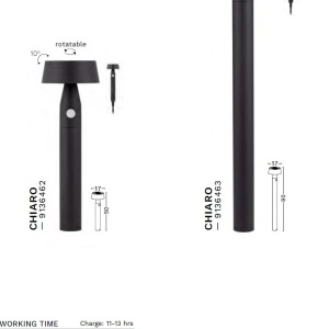 Stalp solar LED cu senzor de miscare IP54 CHIARO H-90cm 251520 universul-luminii.ro